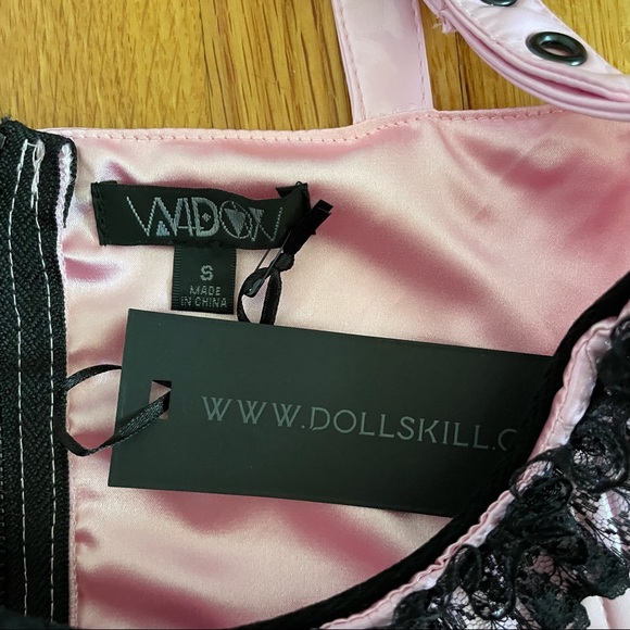 Dolls Kill Pink Widow Burst My Bubble Underbust Lace Up Corset Top - Picture 3 of 8